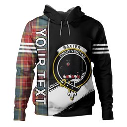 ScotsTee Shop Scottish Baxter of Balgavies Weathered Clan Crest Tartan Hoodie Quarter Personalized