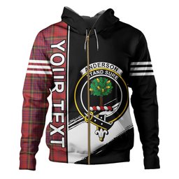 ScotsTee Shop Scottish Anderson of Kinneddar Red Weathered Clan Crest Tartan Hoodie Quarter Personalized