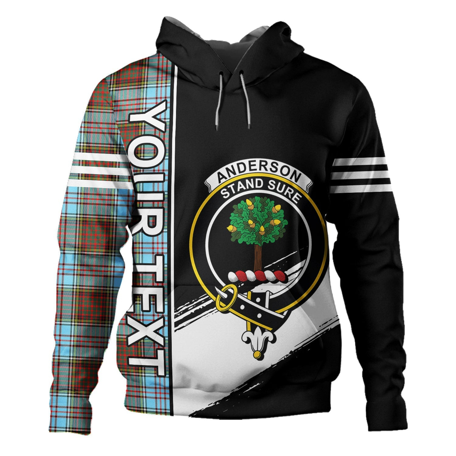 ScotsTee Shop Scottish Anderson Ancient Clan Crest Tartan Hoodie Quarter Personalized