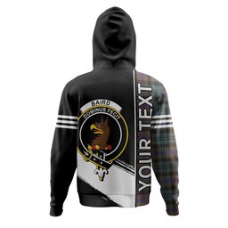 ScotsTee Shop Scottish Baird (Baines) Weathered Clan Crest Tartan Hoodie Quarter Personalized