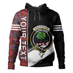 ScotsTee Shop Scottish Anderson of Kinneddar Red Ancient Clan Crest Tartan Hoodie Quarter Personalized