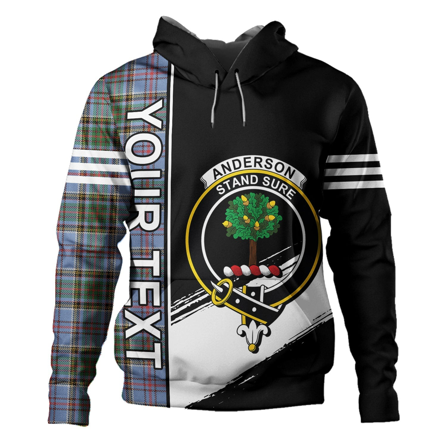 ScotsTee Shop Scottish Anderson Old Ancient Clan Crest Tartan Hoodie Quarter Personalized