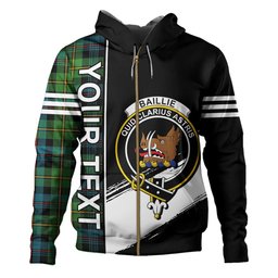 ScotsTee Shop Scottish Baillie Ancient Clan Crest Tartan Hoodie Quarter Personalized