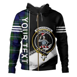 ScotsTee Shop Scottish Bannerman Clan Crest Tartan Hoodie Quarter Personalized