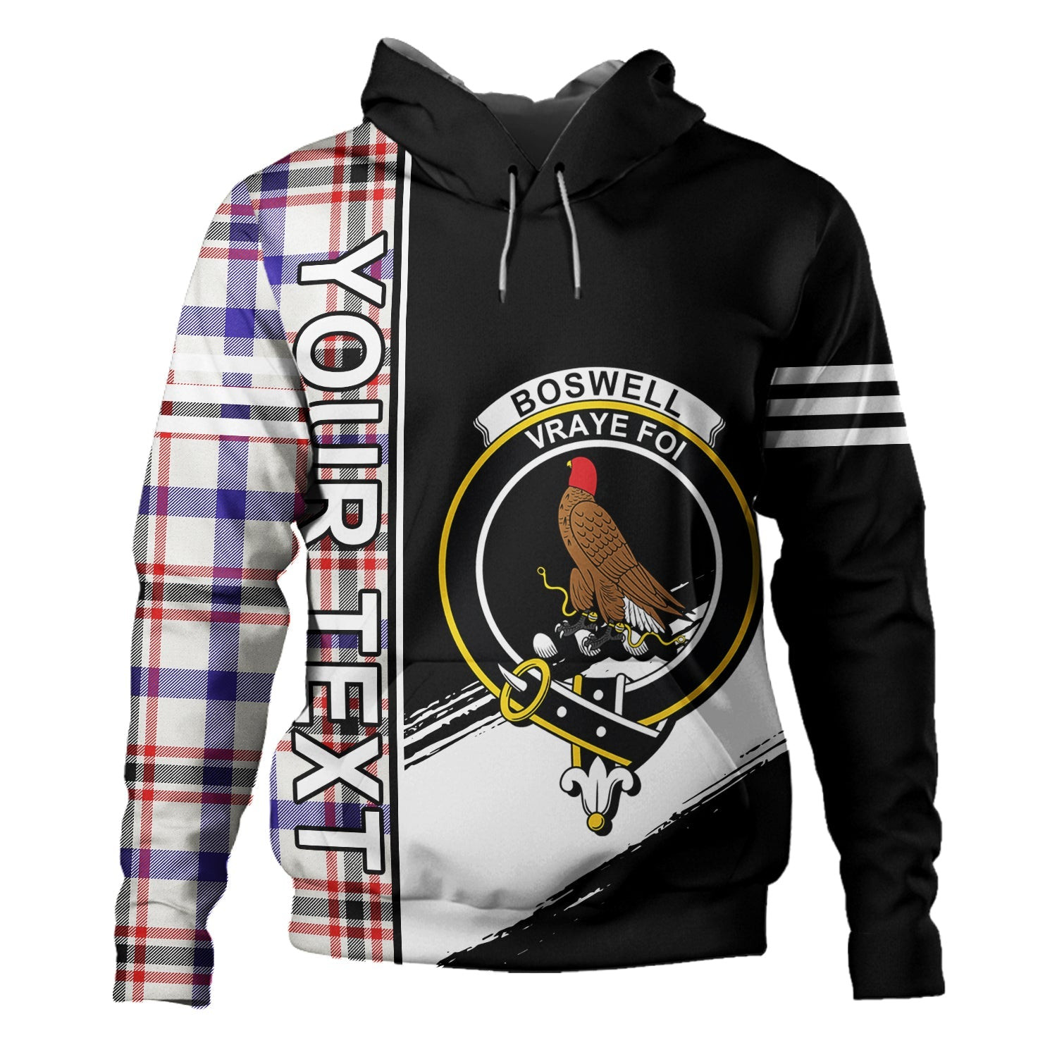ScotsTee Shop Scottish Boswell Dress Modern Clan Crest Tartan Hoodie Quarter Personalized