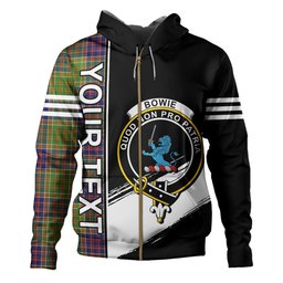 ScotsTee Shop Scottish Bowie Modern Clan Crest Tartan Hoodie Quarter Personalized