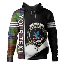 ScotsTee Shop Scottish Bowie Modern Clan Crest Tartan Hoodie Quarter Personalized