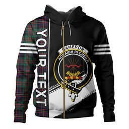 ScotsTee Shop Scottish Cameron of Erracht Modern 2 Clan Crest Tartan Hoodie Quarter Personalized