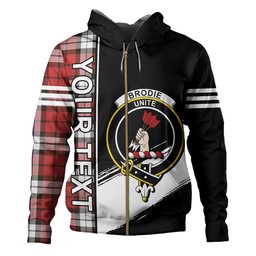 ScotsTee Shop Scottish Brodie Dress Weathered Clan Crest Tartan Hoodie Quarter Personalized