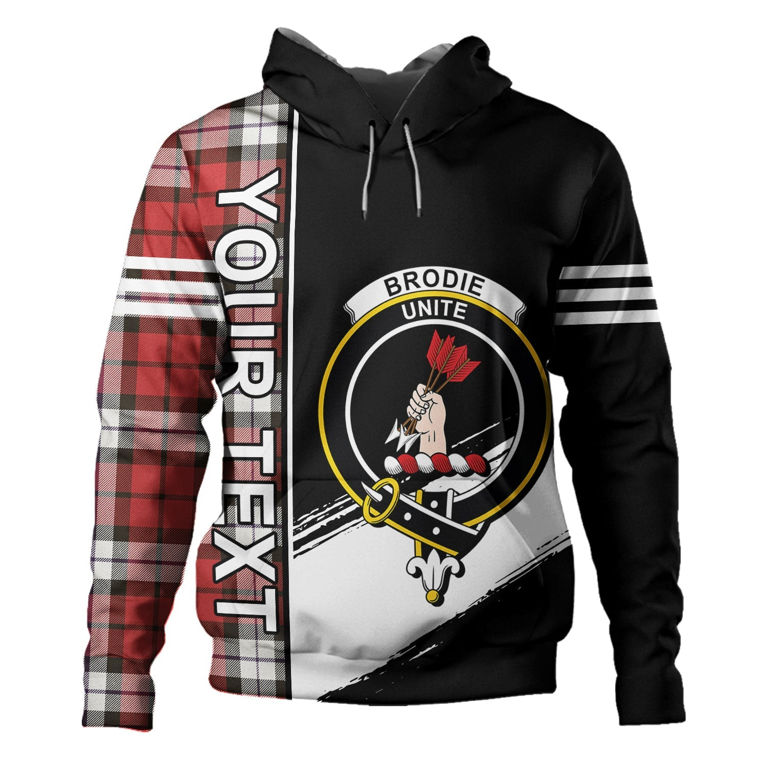 ScotsTee Shop Scottish Brodie Dress Weathered Clan Crest Tartan Hoodie Quarter Personalized