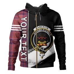 ScotsTee Shop Scottish Cameron of Locheil Weathered 2 Clan Crest Tartan Hoodie Quarter Personalized