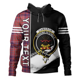 ScotsTee Shop Scottish Cameron of Locheil Weathered 2 Clan Crest Tartan Hoodie Quarter Personalized