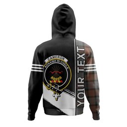 ScotsTee Shop Scottish Cameron of Erracht Weathered 2 Clan Crest Tartan Hoodie Quarter Personalized