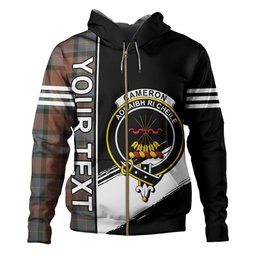 ScotsTee Shop Scottish Cameron of Erracht Weathered 2 Clan Crest Tartan Hoodie Quarter Personalized