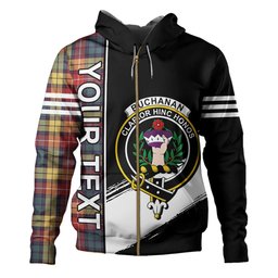 ScotsTee Shop Scottish Buchanan Weathered Clan Crest Tartan Hoodie Quarter Personalized