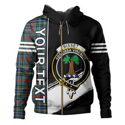 ScotsTee Shop Scottish Bisset Modern Clan Crest Tartan Hoodie Quarter Personalized