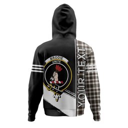 ScotsTee Shop Scottish Brodie Black & White Weathered Clan Crest Tartan Hoodie Quarter Personalized