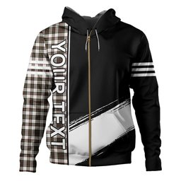 ScotsTee Shop Scottish Brodie Black & White Weathered Clan Crest Tartan Hoodie Quarter Personalized
