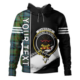 ScotsTee Shop Scottish Cameron of Erracht Ancient 2 Clan Crest Tartan Hoodie Quarter Personalized