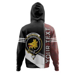 ScotsTee Shop Scottish Campbell of Loudon Plaid Weathered 2 Clan Crest Tartan Hoodie Quarter Personalized