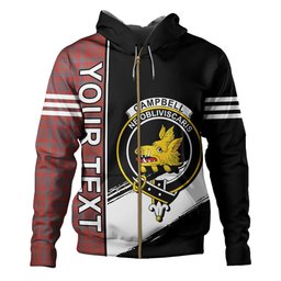 ScotsTee Shop Scottish Campbell of Loudon Plaid Weathered 2 Clan Crest Tartan Hoodie Quarter Personalized