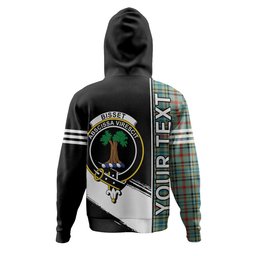 ScotsTee Shop Scottish Bisset Ancient Clan Crest Tartan Hoodie Quarter Personalized