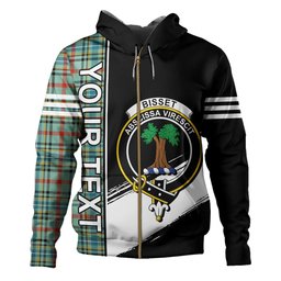 ScotsTee Shop Scottish Bisset Ancient Clan Crest Tartan Hoodie Quarter Personalized