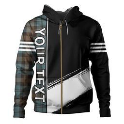 ScotsTee Shop Scottish Campbell of Glenlyon Weathered 2 Clan Crest Tartan Hoodie Quarter Personalized