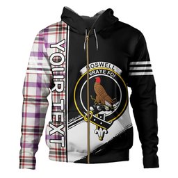 ScotsTee Shop Scottish Boswell Dress Weathered Clan Crest Tartan Hoodie Quarter Personalized