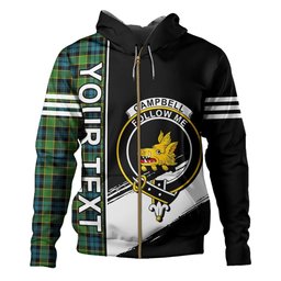 ScotsTee Shop Scottish Campbell of Breadalbane Ancient 2 Clan Crest Tartan Hoodie Quarter Personalized