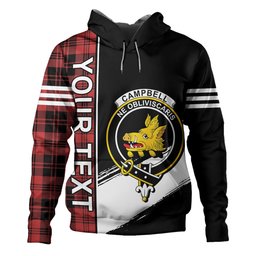 ScotsTee Shop Scottish Campbell of Lochlane Ancient 2 Clan Crest Tartan Hoodie Quarter Personalized