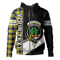 ScotsTee Shop Scottish Carlisle (Carlill) Modern Clan Crest Tartan Hoodie Quarter Personalized