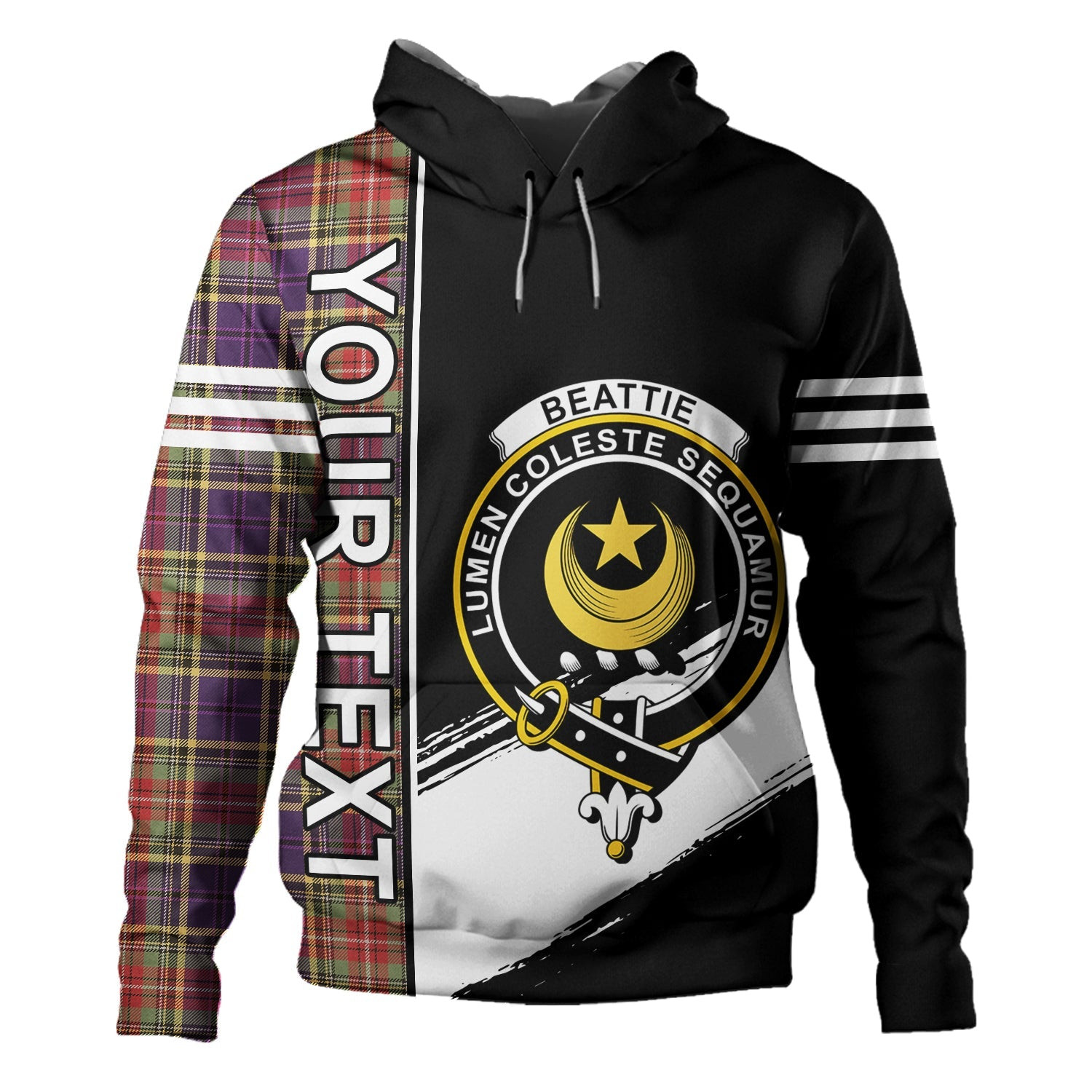 ScotsTee Shop Scottish Beattie Weathered Clan Crest Tartan Hoodie Quarter Personalized