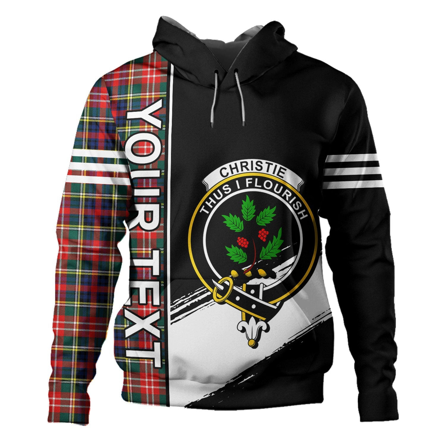 ScotsTee Shop Scottish Christie Modern Clan Crest Tartan Hoodie Quarter Personalized
