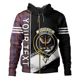 ScotsTee Shop Scottish Carnegie Weathered Clan Crest Tartan Hoodie Quarter Personalized