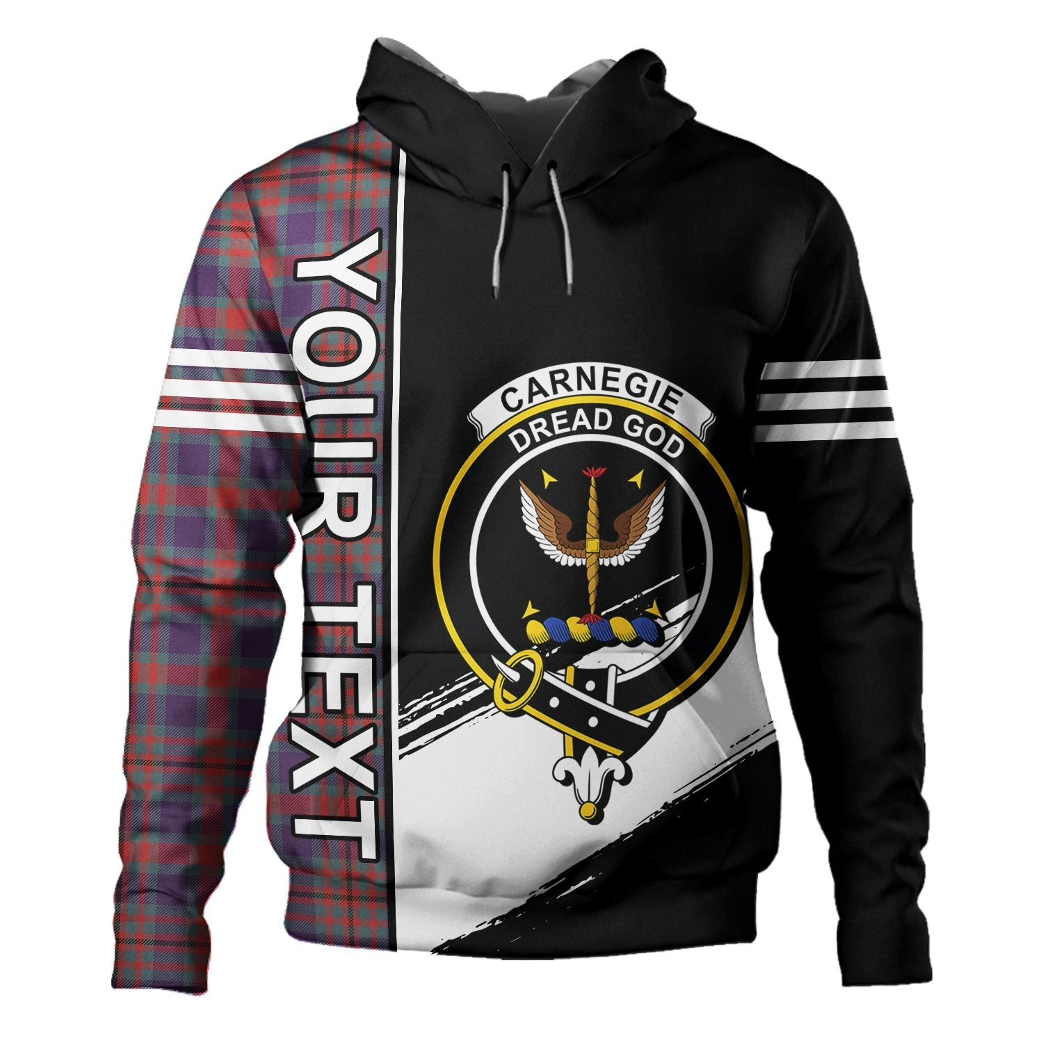 ScotsTee Shop Scottish Carnegie Weathered Clan Crest Tartan Hoodie Quarter Personalized