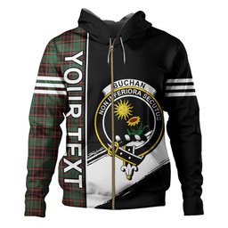 ScotsTee Shop Scottish Buchan Ancient Clan Crest Tartan Hoodie Quarter Personalized