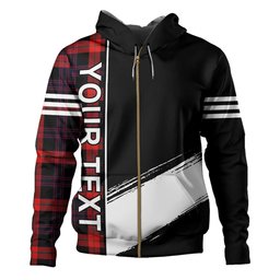 ScotsTee Shop Scottish Brown (Broun) Modern Clan Crest Tartan Hoodie Quarter Personalized