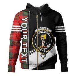 ScotsTee Shop Scottish Chisholm Modern Clan Crest Tartan Hoodie Quarter Personalized