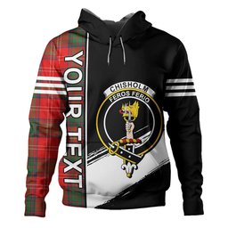 ScotsTee Shop Scottish Chisholm Modern Clan Crest Tartan Hoodie Quarter Personalized