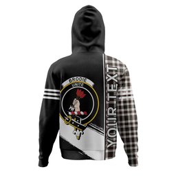ScotsTee Shop Scottish Brodie Black & White Clan Crest Tartan Hoodie Quarter Personalized
