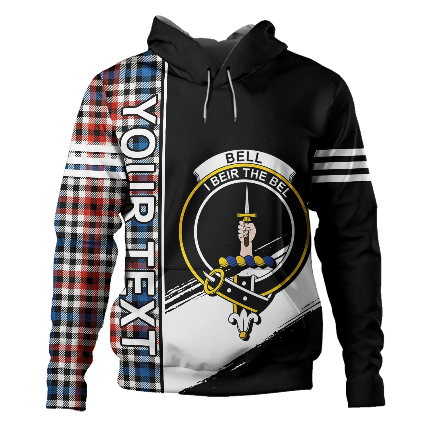 ScotsTee Shop Scottish Bell Border (Bell Southern Bell) Ancient Clan Crest Tartan Hoodie Quarter Personalized