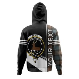 ScotsTee Shop Scottish Blair Weathered Clan Crest Tartan Hoodie Quarter Personalized