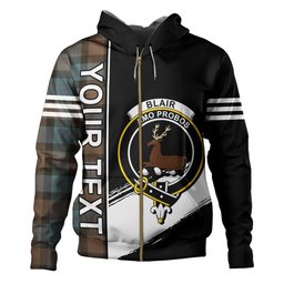 ScotsTee Shop Scottish Blair Weathered Clan Crest Tartan Hoodie Quarter Personalized
