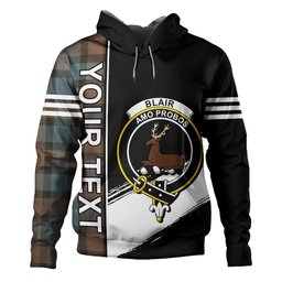 ScotsTee Shop Scottish Blair Weathered Clan Crest Tartan Hoodie Quarter Personalized