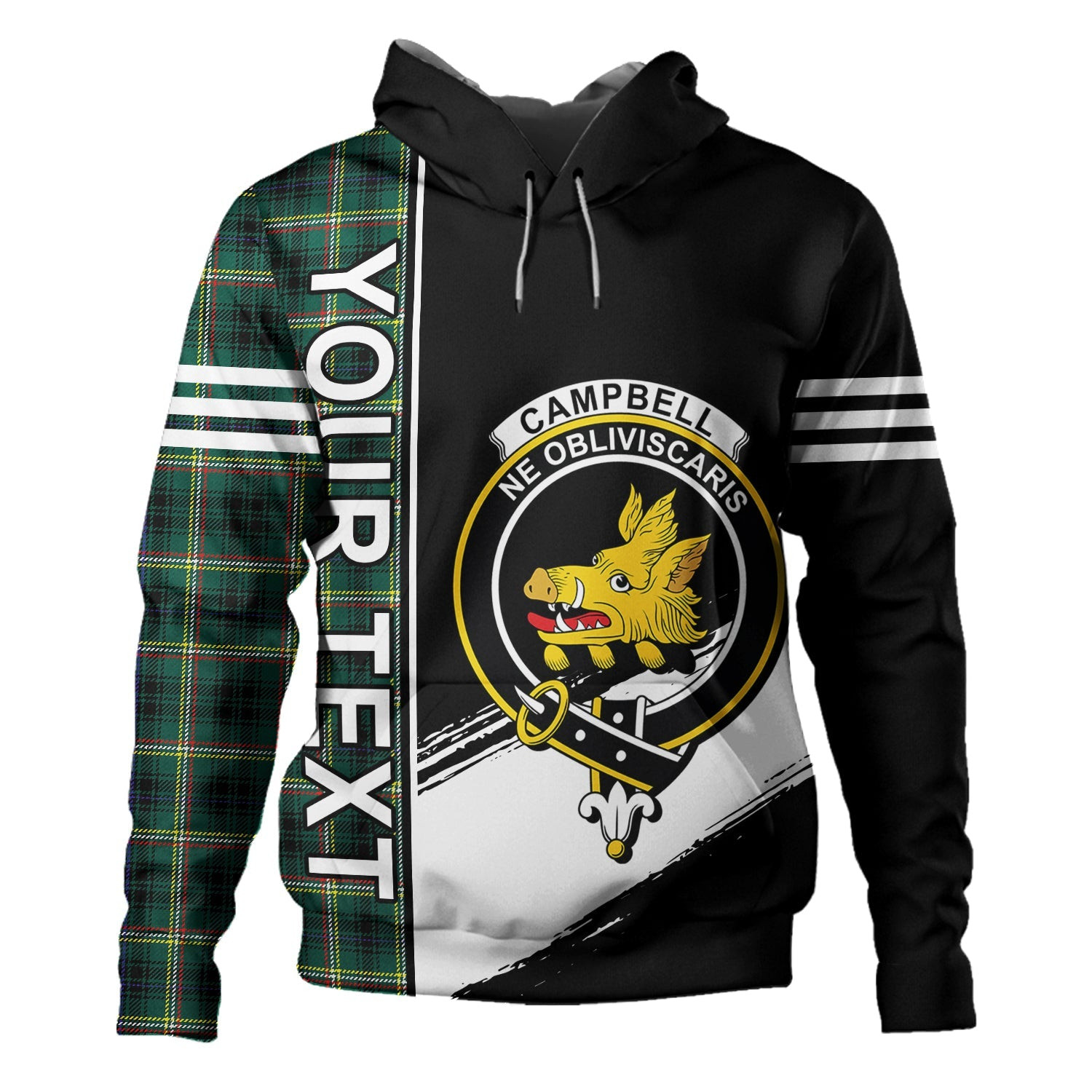 ScotsTee Shop Scottish Campbell Marquis of Lorne Modern 2 Clan Crest Tartan Hoodie Quarter Personalized
