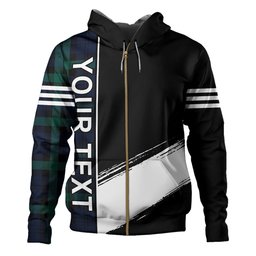 ScotsTee Shop Scottish Campbell of Glenlyon Modern 2 Clan Crest Tartan Hoodie Quarter Personalized