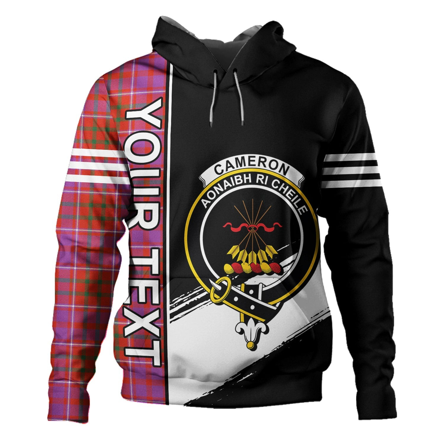 ScotsTee Shop Scottish Cameron of Locheil Ancient 2 Clan Crest Tartan Hoodie Quarter Personalized