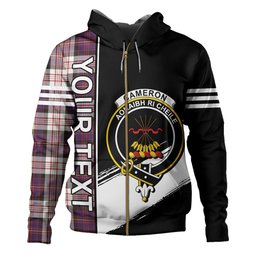ScotsTee Shop Scottish Cameron of Erracht Dress #2 Weathered 2 Clan Crest Tartan Hoodie Quarter Personalized