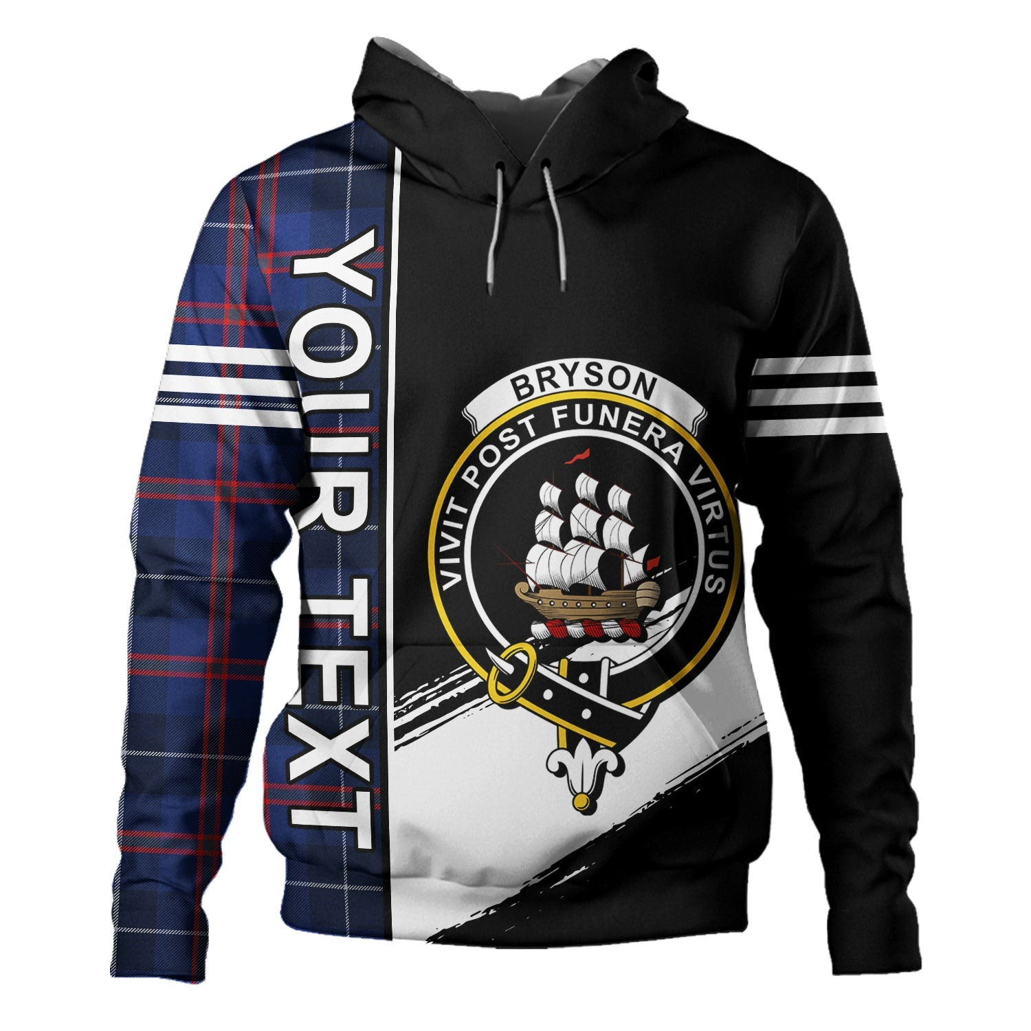 ScotsTee Shop Scottish Bryson Modern Clan Crest Tartan Hoodie Quarter Personalized
